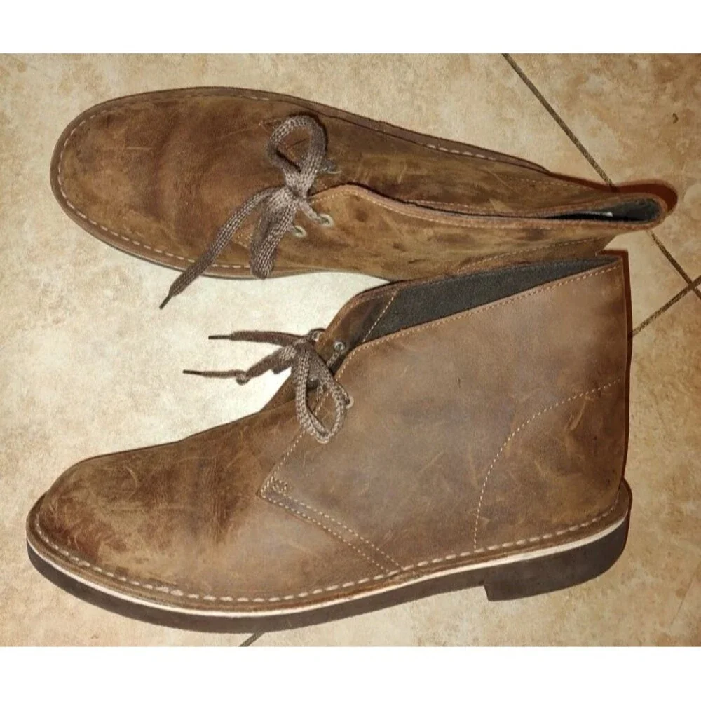 NOS without tags Nice Clarks Bushacre 2 Brown Leather Ankle Boots Size 11 M